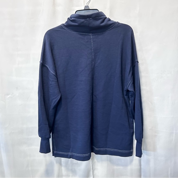 Free Assembly Navy Funnel Neck Sweatshirt with Pockets Sz M - Picture 3 of 7